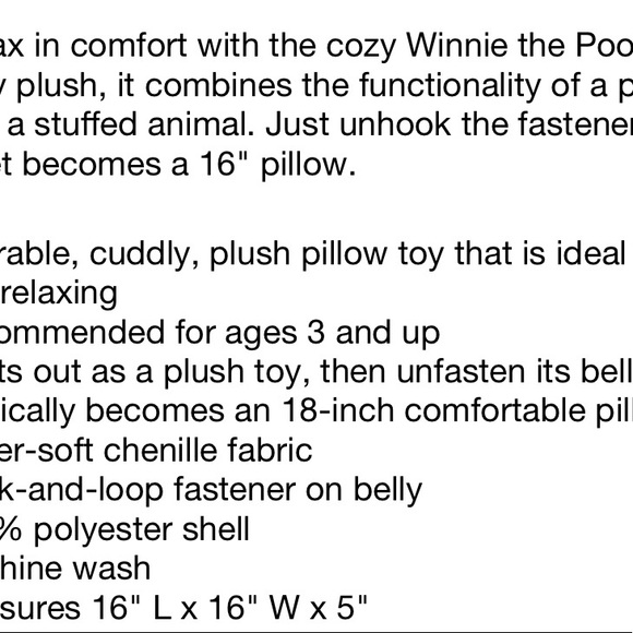 Pillow Pets Winnie the Pooh. Brand new! - Picture 9 of 9